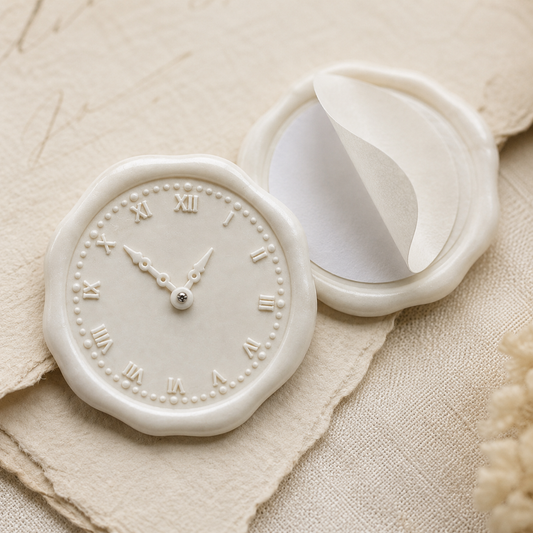 Personalized gold keepsake wax seal featuring a custom memorial or milestone timestamp