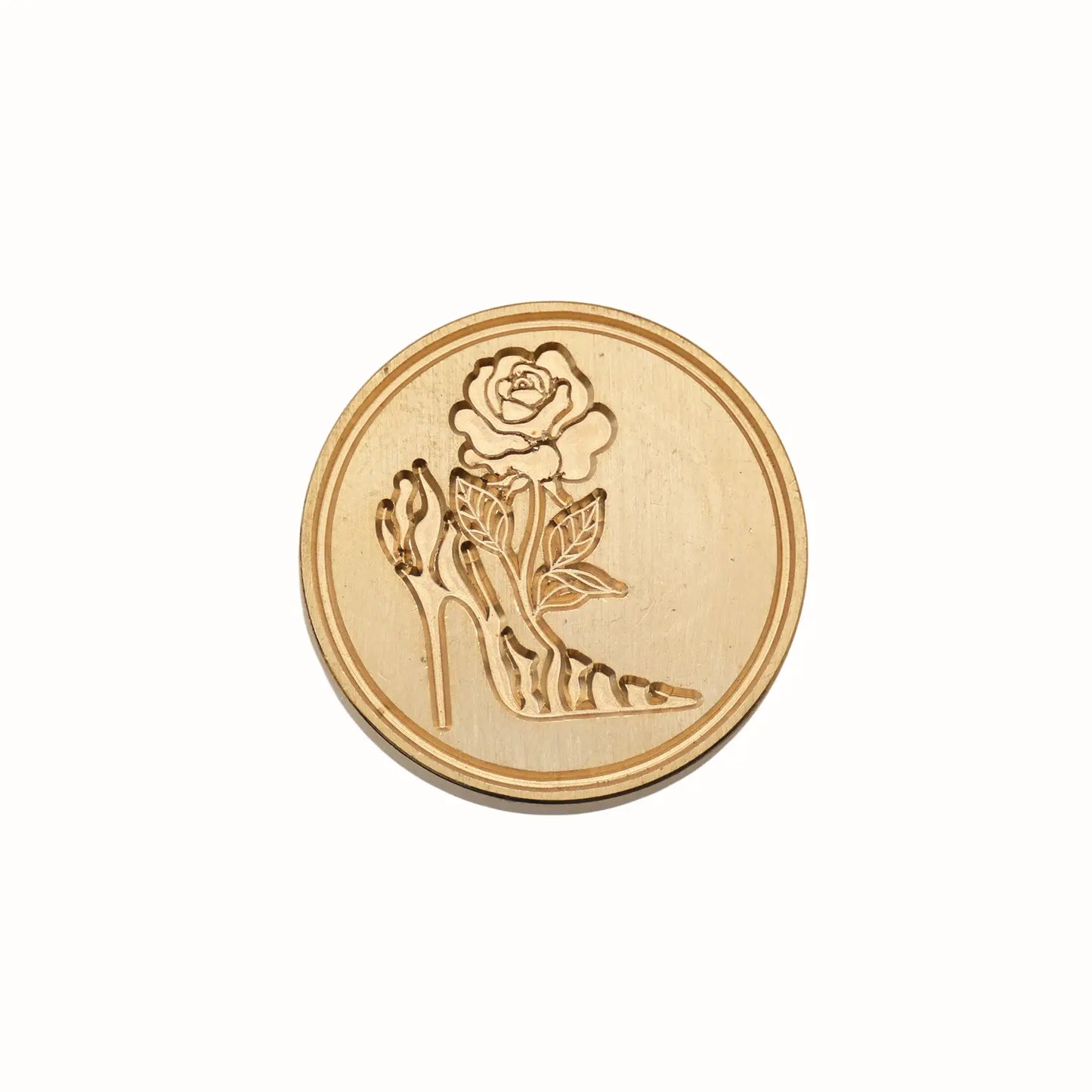 high heel and rose brass wax seal stamp head round feminine fashion design