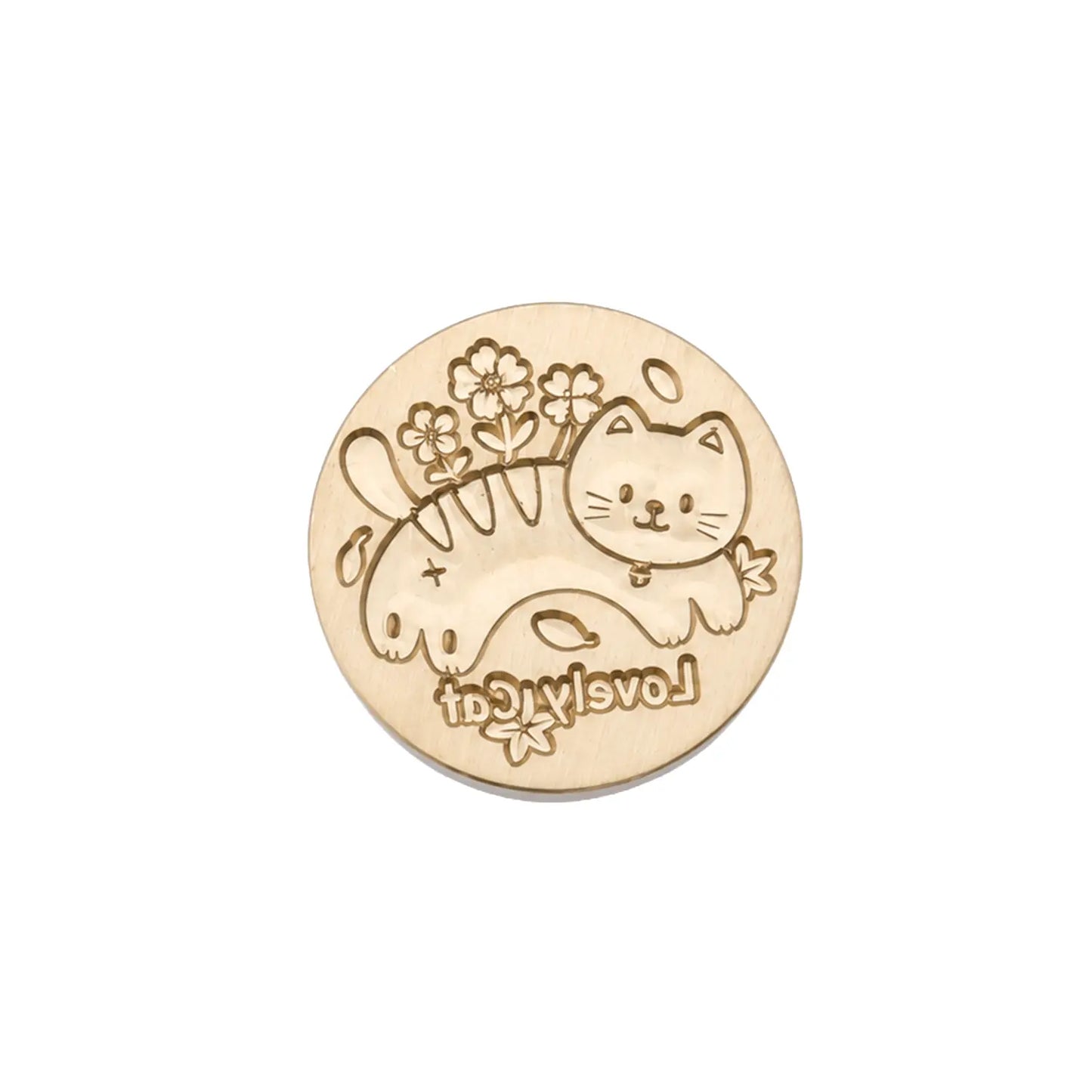 Lovely Cat with Flowers Wax Seal Stamp Head