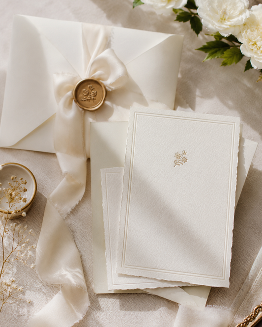custom wax seal on wedding invitation envelope