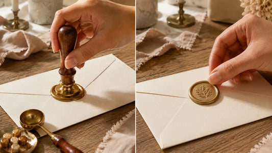 Custom floral brass wax seal stamp with gold wax seal spoon and sealing wax granules