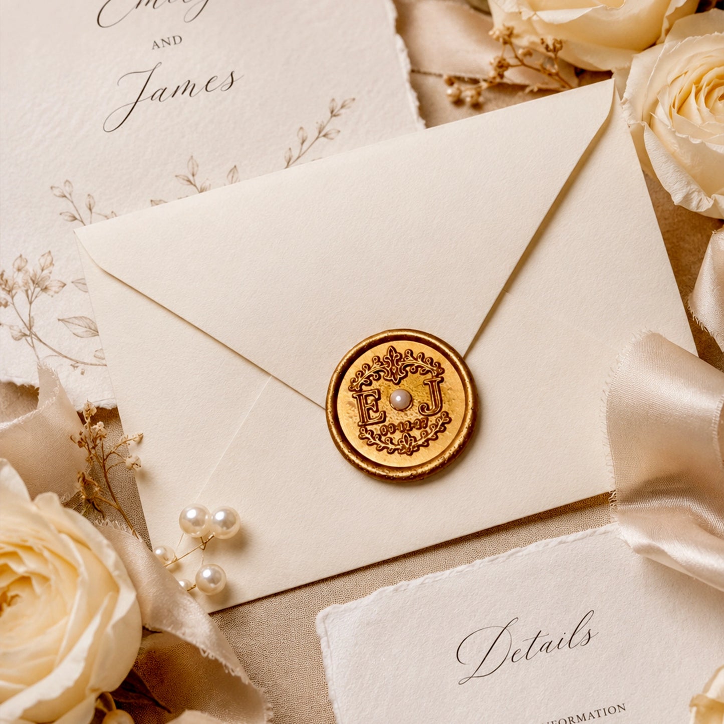 Custom Pearl Wax Seal Stickers · Peel & Stick