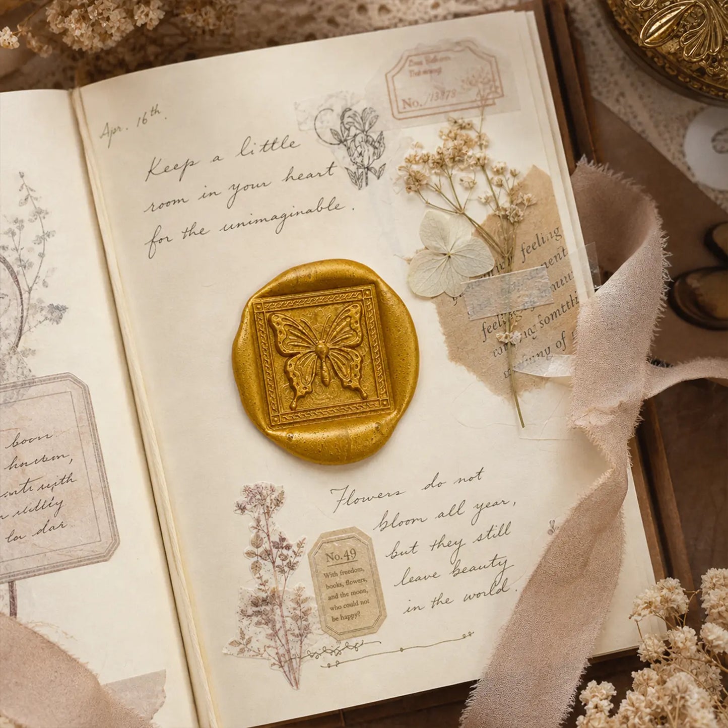 3D butterfly peel and stick wax seal on envelope for romantic stationery and invitations