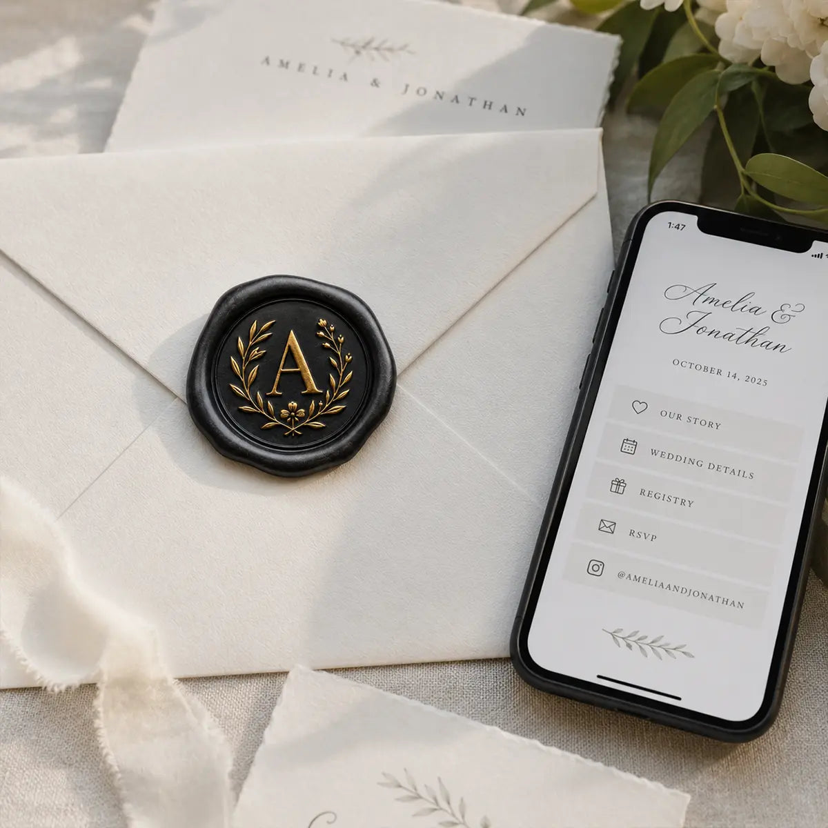 Custom NFC Wax Seals for Wedding Invitations — Tap to RSVP