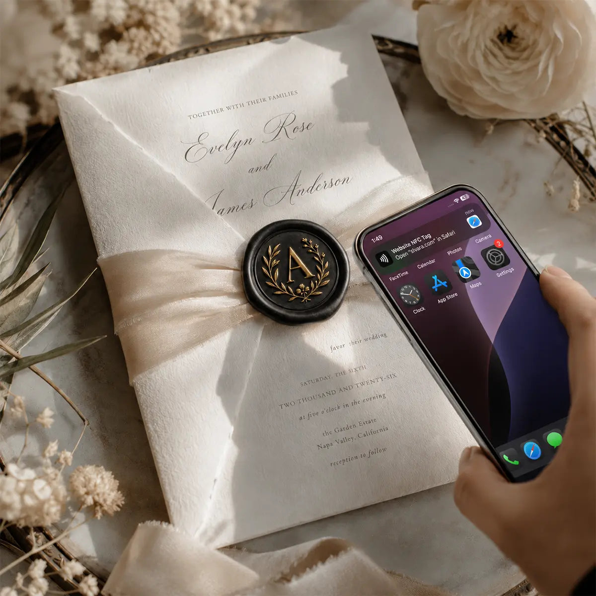 Custom NFC Wax Seals for Wedding Invitations — Tap to RSVP
