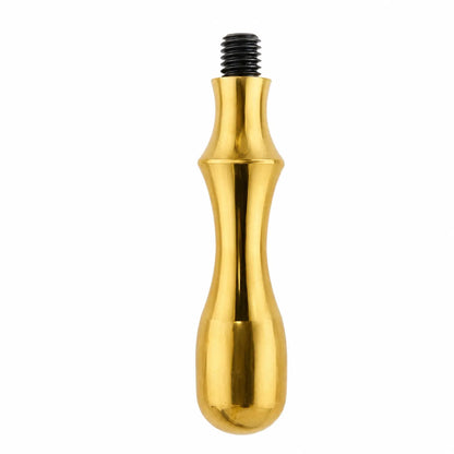 Solid brass wax seal stamp handle with threaded connector on white background