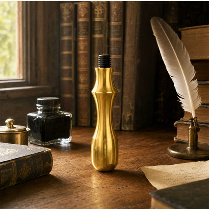 Reusable solid brass wax seal handle with screw thread for interchangeable stamp heads