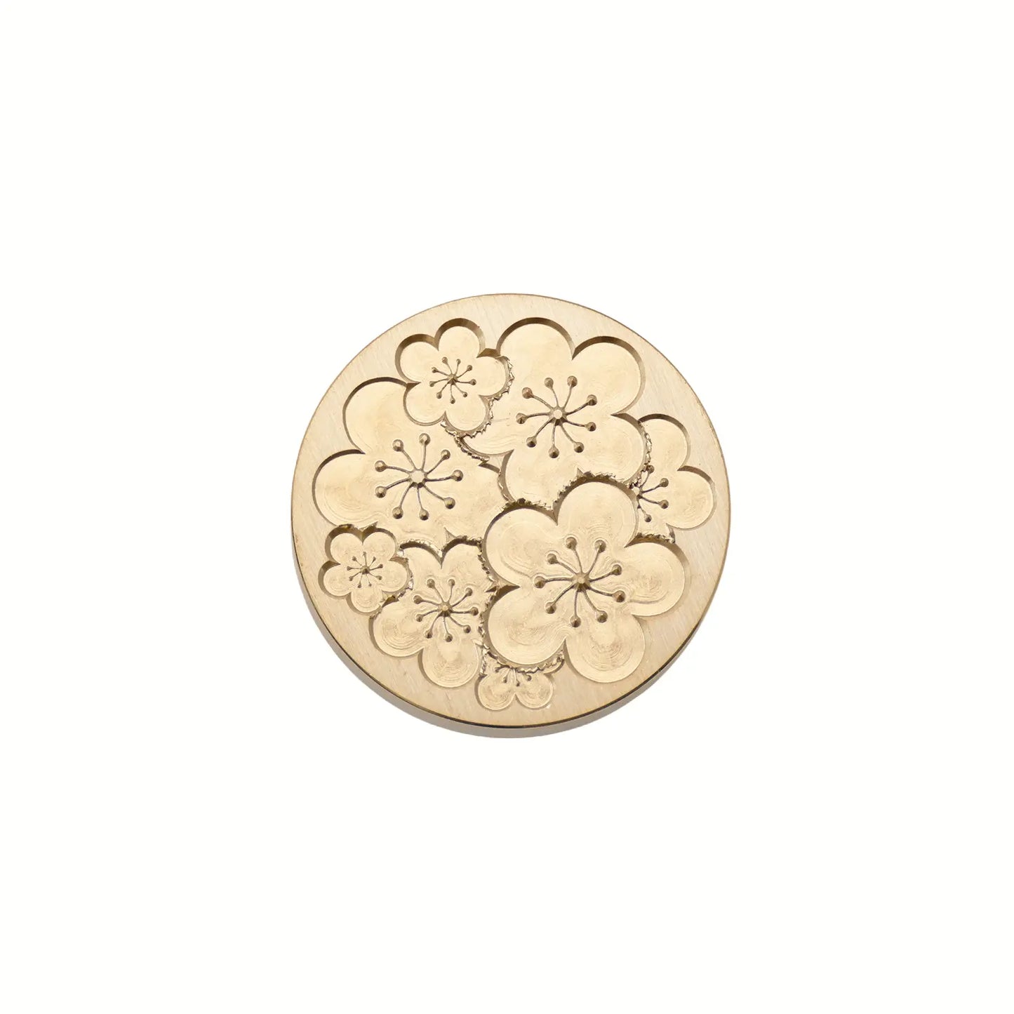 cherry blossom cluster brass wax seal stamp head floral round design