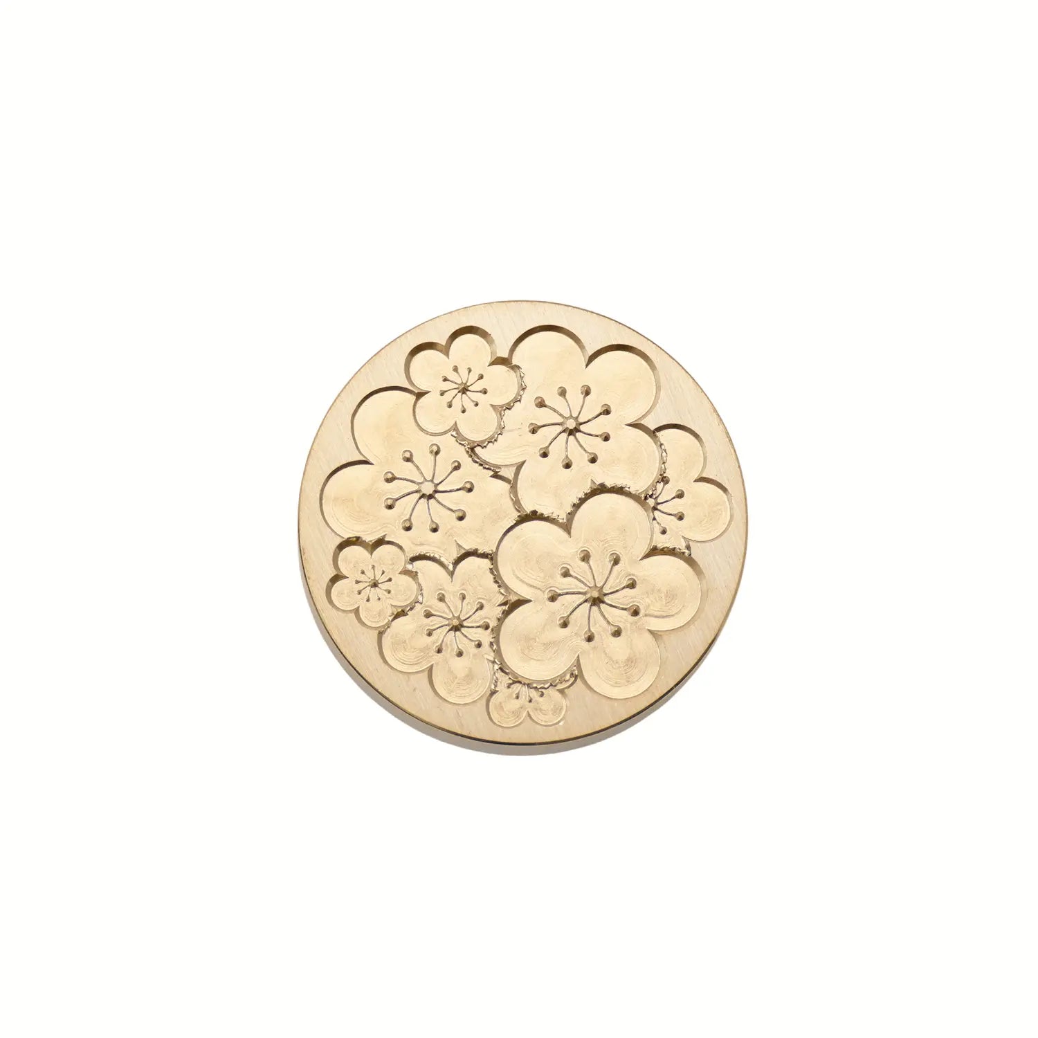 cherry blossom cluster brass wax seal stamp head floral round design
