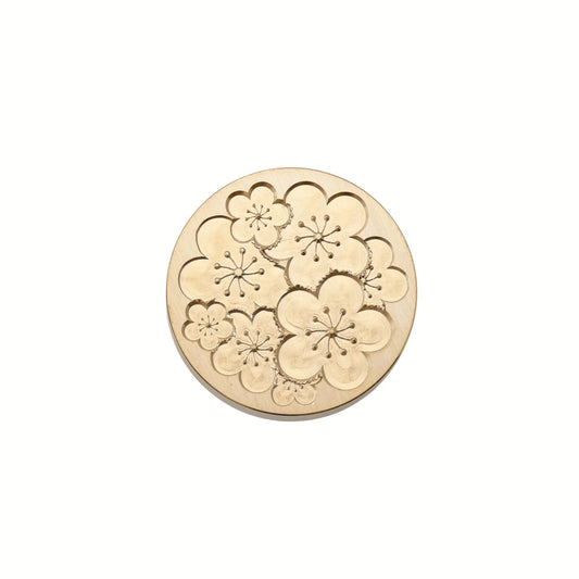 cherry blossom cluster brass wax seal stamp head floral round design