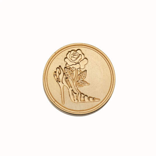 high heel and rose brass wax seal stamp head round feminine fashion design