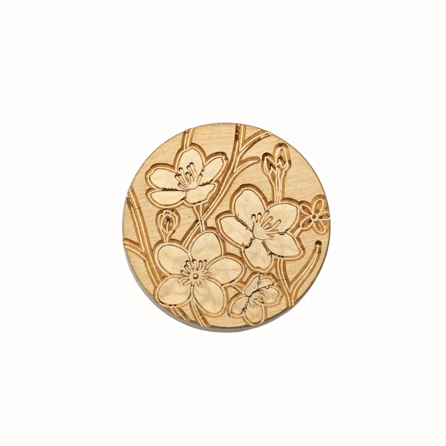 cherry blossom sakura brass wax seal stamp head round floral design