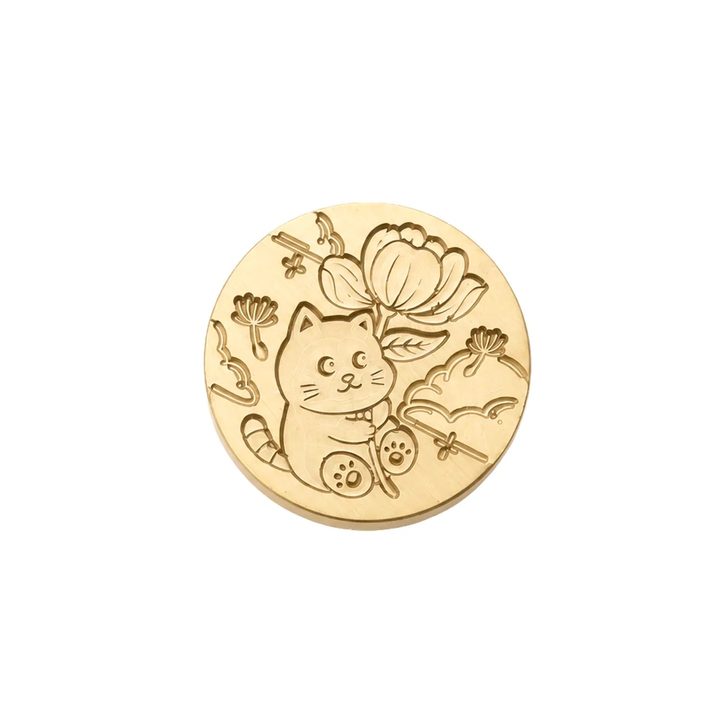 Kitten with Flower & Umbrella Wax Seal Stamp Head