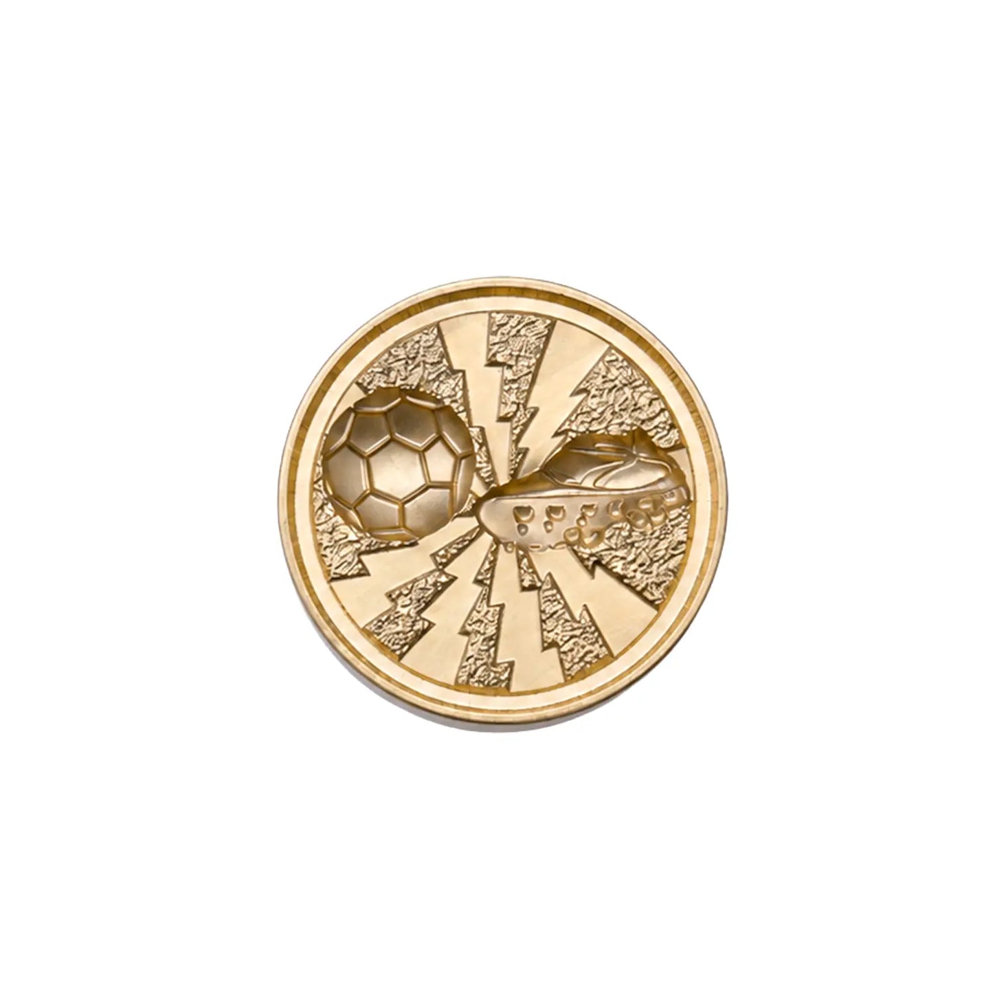 soccer ball and cleat brass wax seal stamp head with lightning design