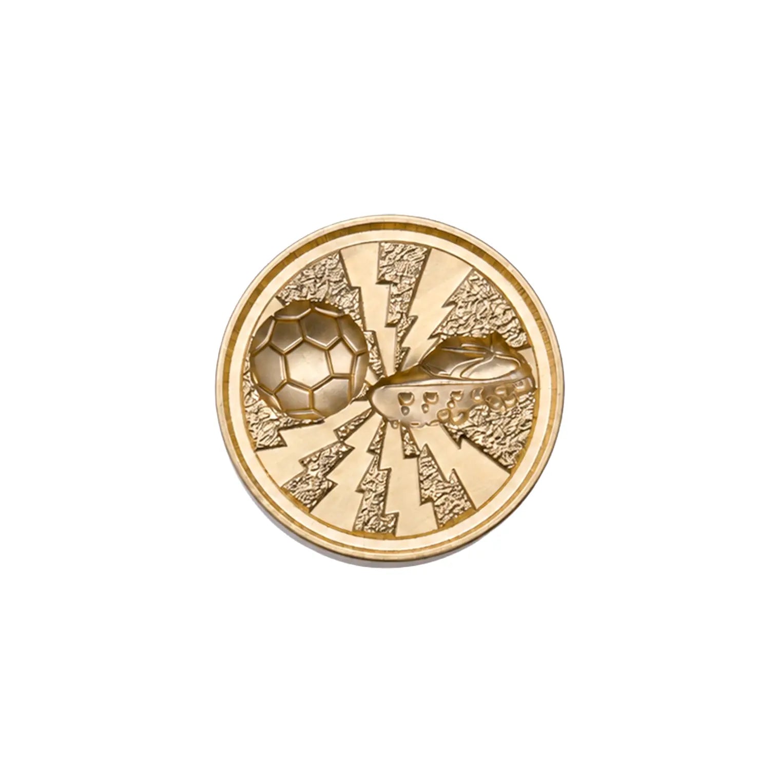 soccer ball and cleat brass wax seal stamp head with lightning design