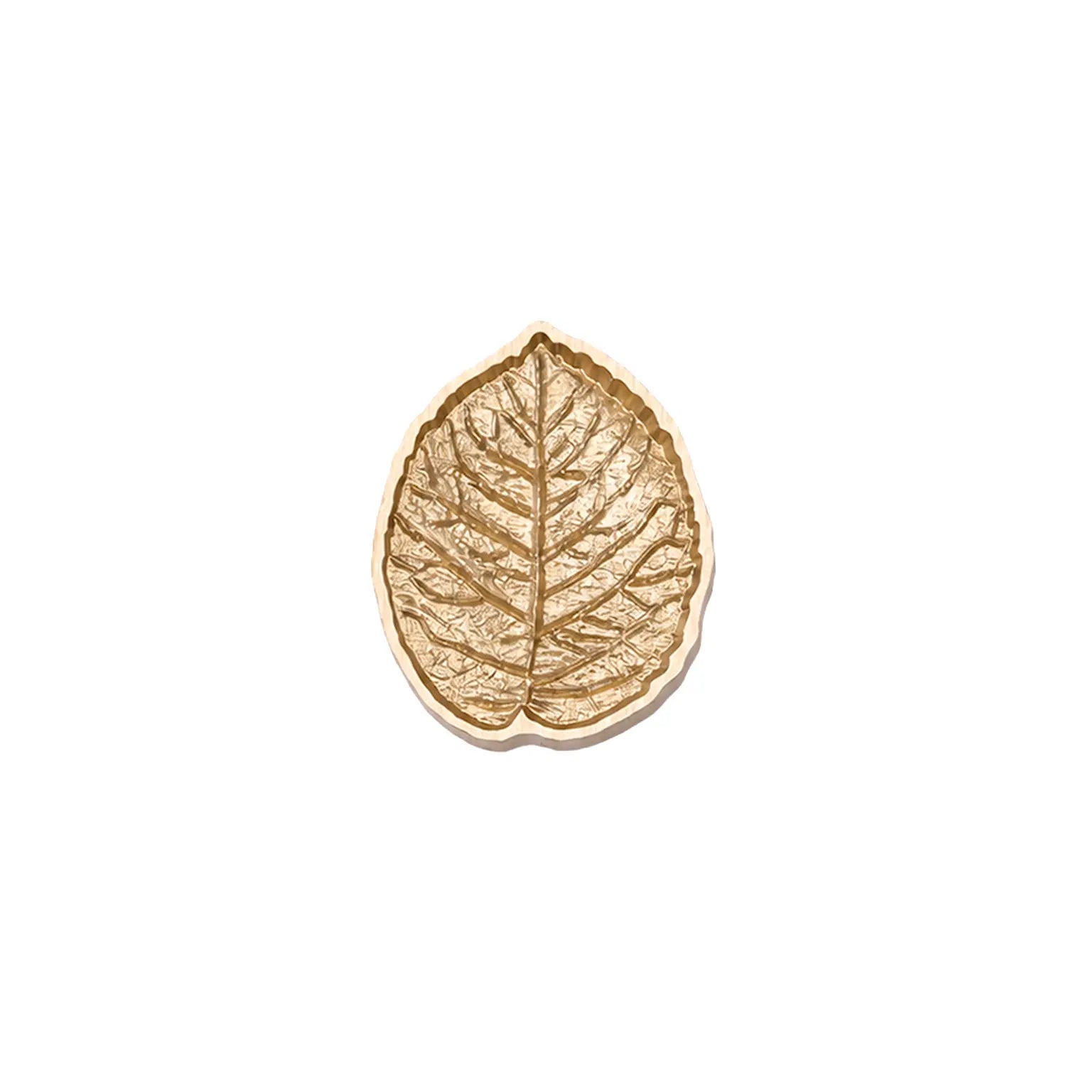 botanical leaf brass wax seal stamp head with detailed vein texture