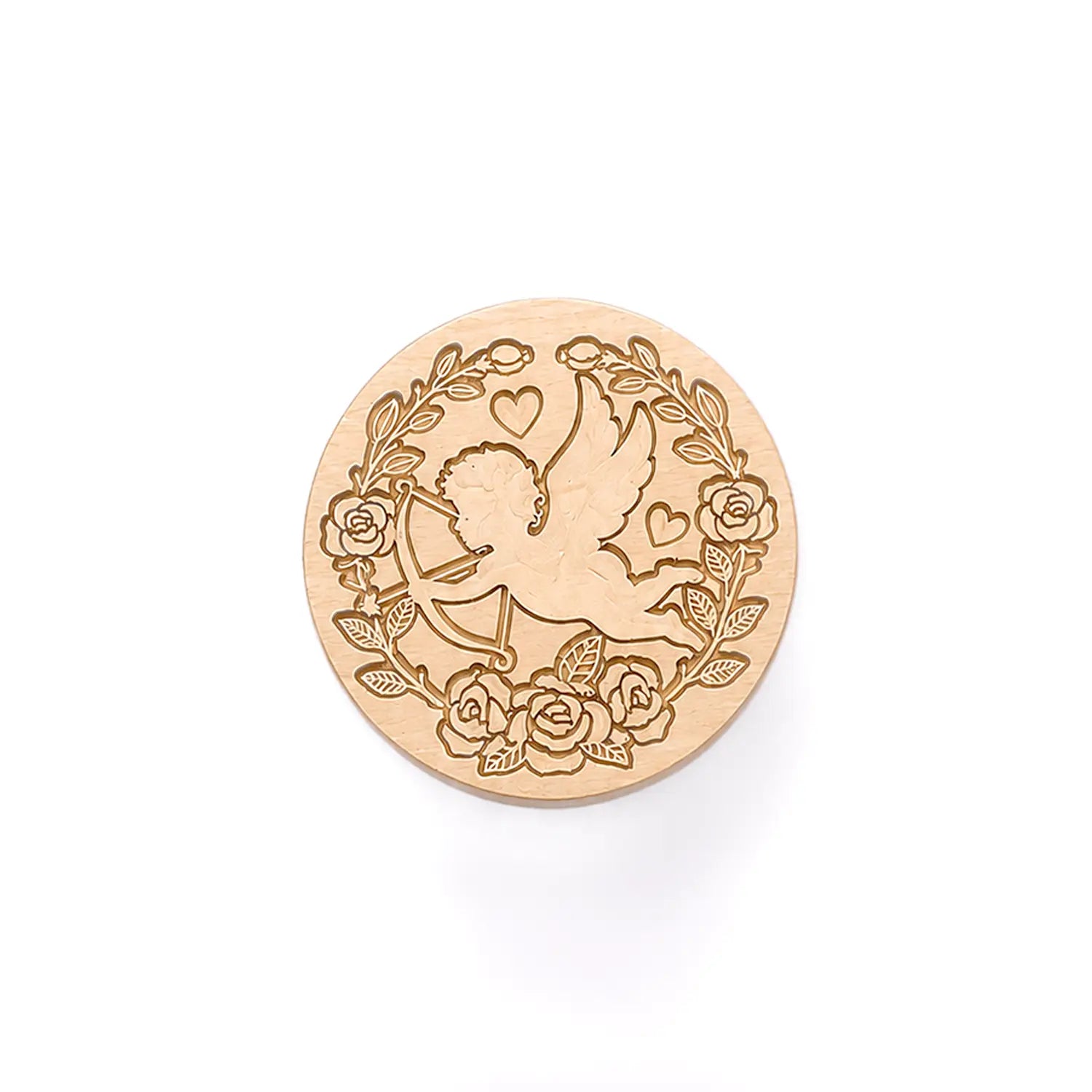Cupid with bow roses and hearts brass wax seal stamp head romantic design