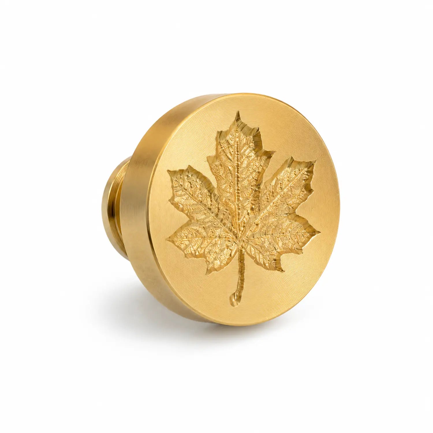 premium brass maple leaf wax seal stamp head side view
