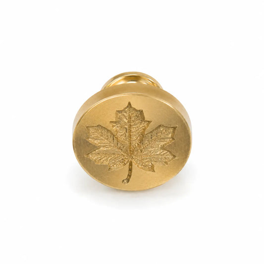 maple leaf brass wax seal stamp head with engraved leaf design
