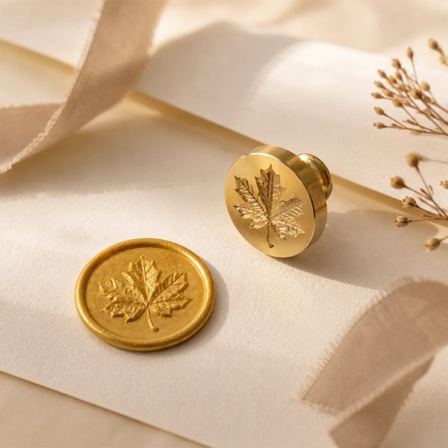 maple leaf wax seal stamp creating elegant handmade wedding stationery